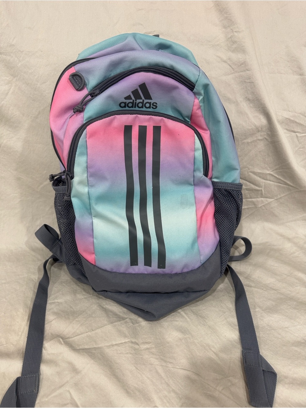 Adidas Kids Gradient Pink Teal Backpack with Gray Accents